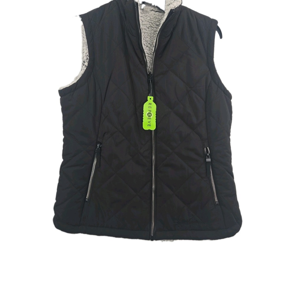 Free Country Women's Size Small Black Quilted Reversible Vest New With Tags